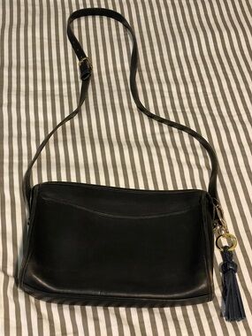 Classic Coach “Taylor” Crossbody Bag - Black Leather